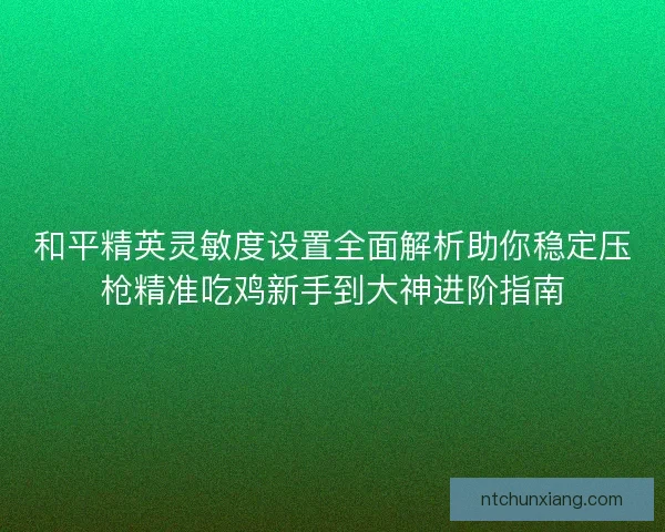 和平精英灵敏度设置全面解析助你稳定压枪精准吃鸡新手到大神进阶指南