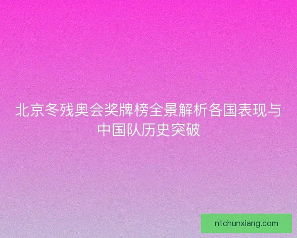 北京冬残奥会奖牌榜全景解析各国表现与中国队历史突破