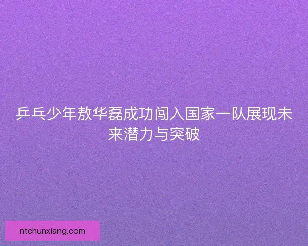 乒乓少年敖华磊成功闯入国家一队展现未来潜力与突破