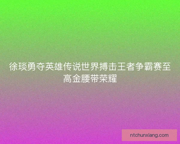 徐琰勇夺英雄传说世界搏击王者争霸赛至高金腰带荣耀 徐琰勇夺英雄传说世界搏击王者争霸赛至高金腰带荣耀